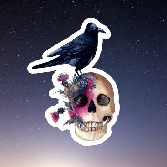 raven skull waterproof vinyl sticker