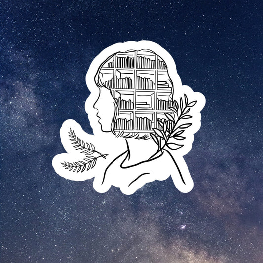 mind full of books inspired waterproof vinyl sticker, bookish, booktok, reading, romance, laptop decals, kindle stickers