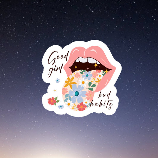 good girl bad habit waterproof vinyl laptop stickers, funny stickers, sarcastic sticker, kindle sticker, smut, romance