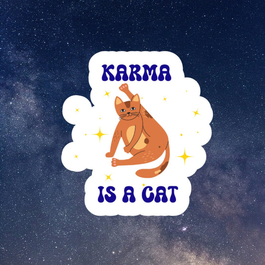 Taylor Swift Inspired Sticker, Karma is a Cat waterproof vinyl Stickers, Stickers for Laptops, Swiftie Sticker, aesthetic stickers