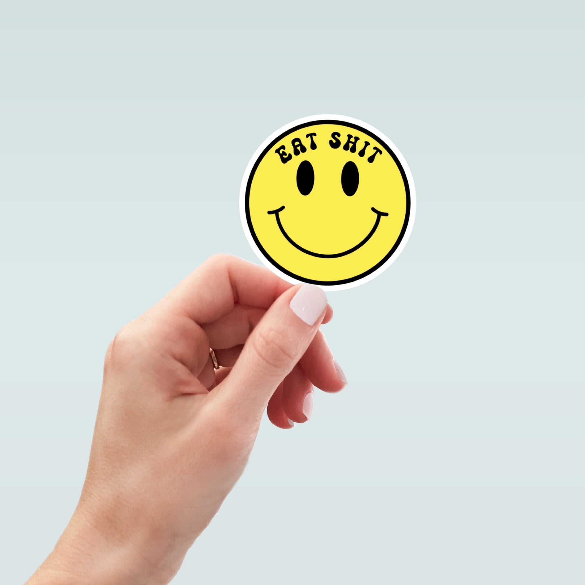 eat shit smiley face, laptop sticker, laptop stickers, funny stickers, sarcastic stickers, snarky stickers, cute stickers, kindle stickers