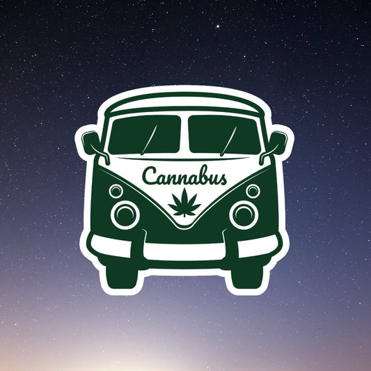 cannabus sticker, weed sticker, laptop sticker, water bottle sticker, decals, funny stickers, tumbler stickers, kindle stickers, vintage bus