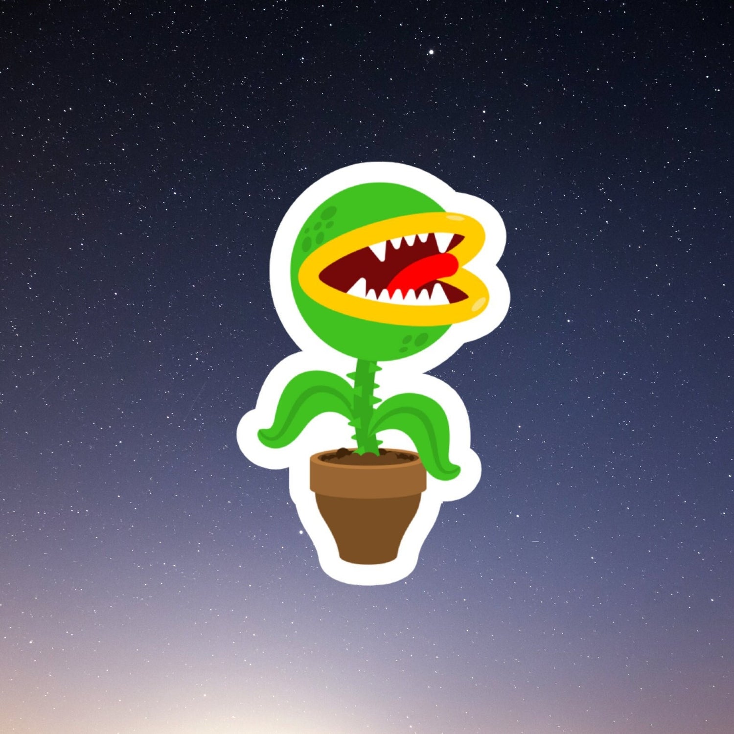 green monster plant in a pot sticker. venus fly trap sticker