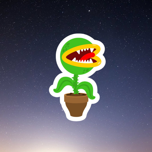 green monster plant in a pot sticker. venus fly trap sticker