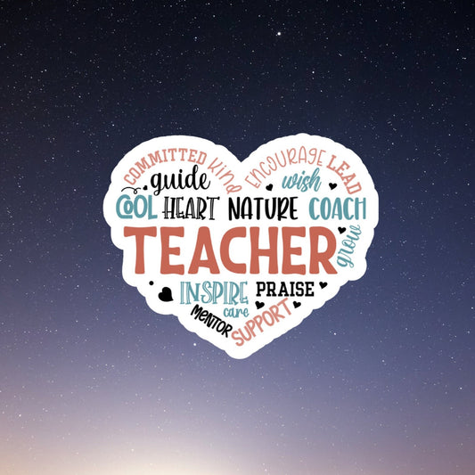 teacher definition sticker heart shape