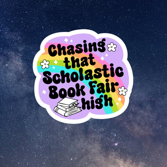 chasing that scholastic book fair high rainbow color sticker