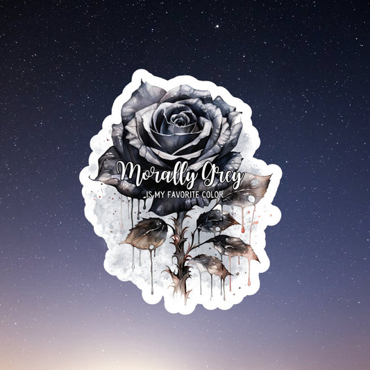 morally grey favorite color rose waterproof vinyl sticker, laptop sticker, romance sticker, kindle sticker, reading, bookish, smut sticker