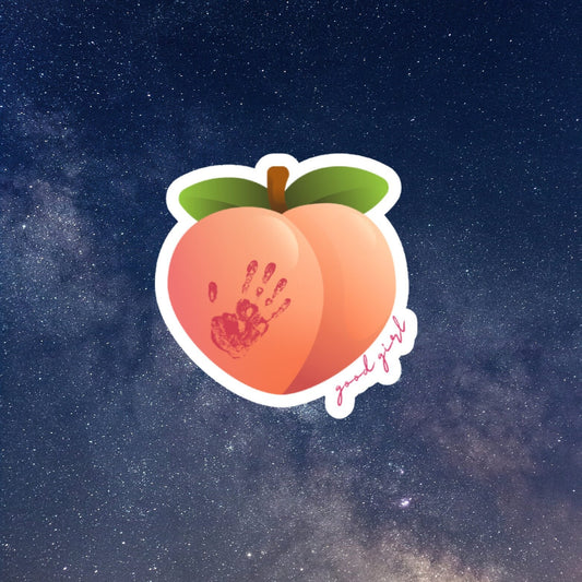 peach handprint spank good girl smut sticker