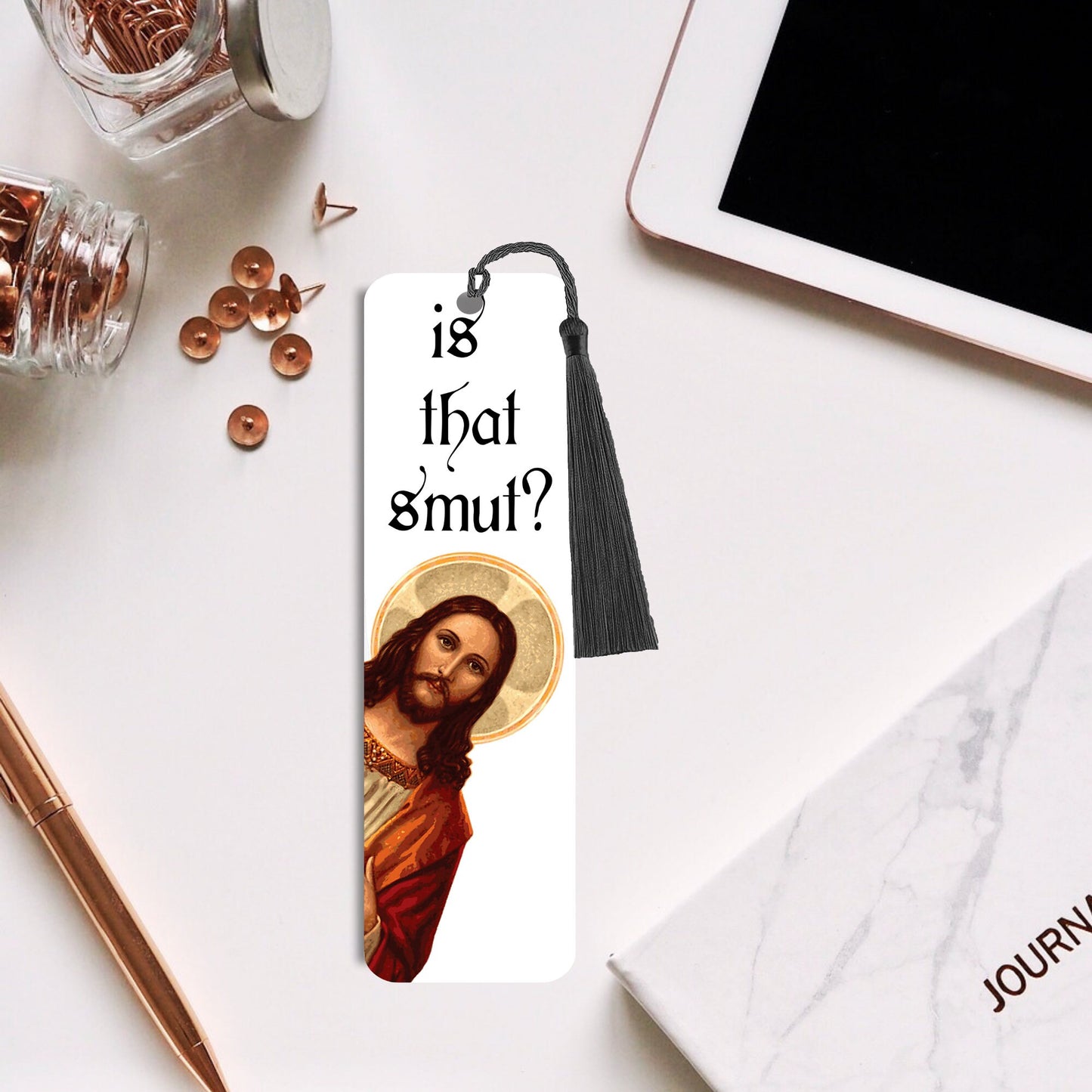 peeking jesus is that smut bookmark, metal bookmark, reading, book lover gift, bookish, cute bookmarks