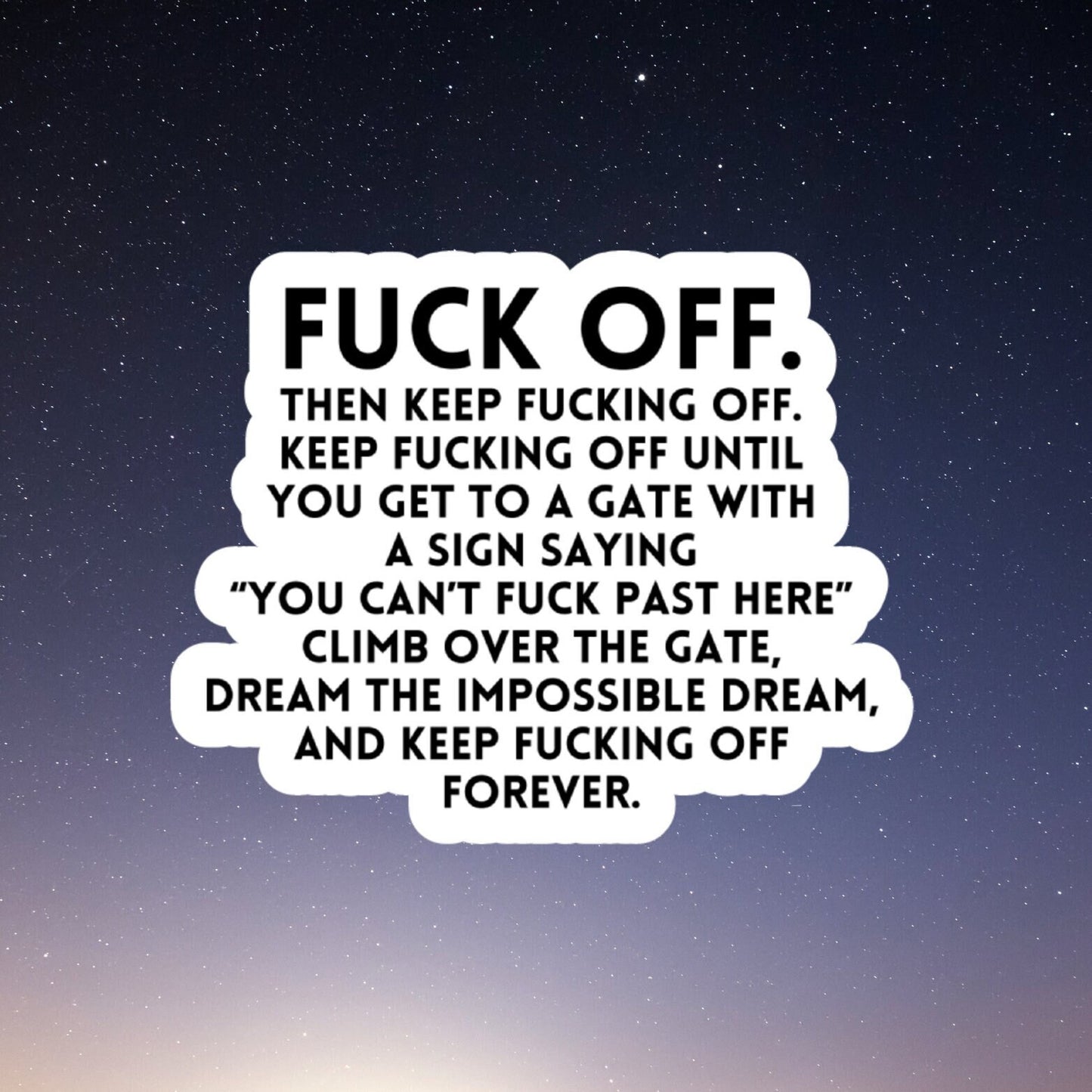 f*ck off, funny sticker, water bottle sticker, laptop sticker, sarcastic stickers, kindle sticker, snarky