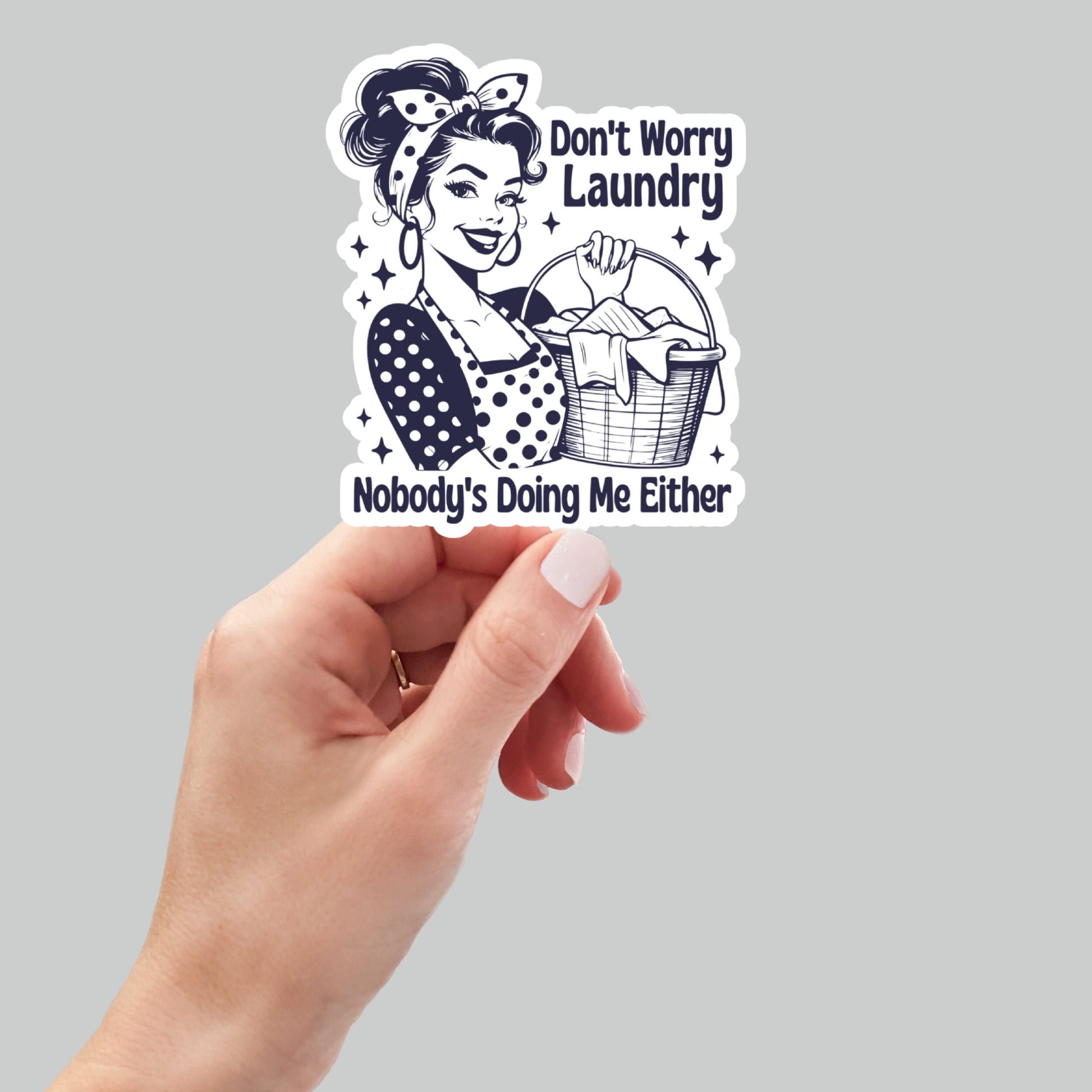 retro lady laundry Funny Stickers, Sarcasm Stickers, Sarcastic Stickers, laptop, Funny Decals, Kindle Stickers, Hydroflask Stickers