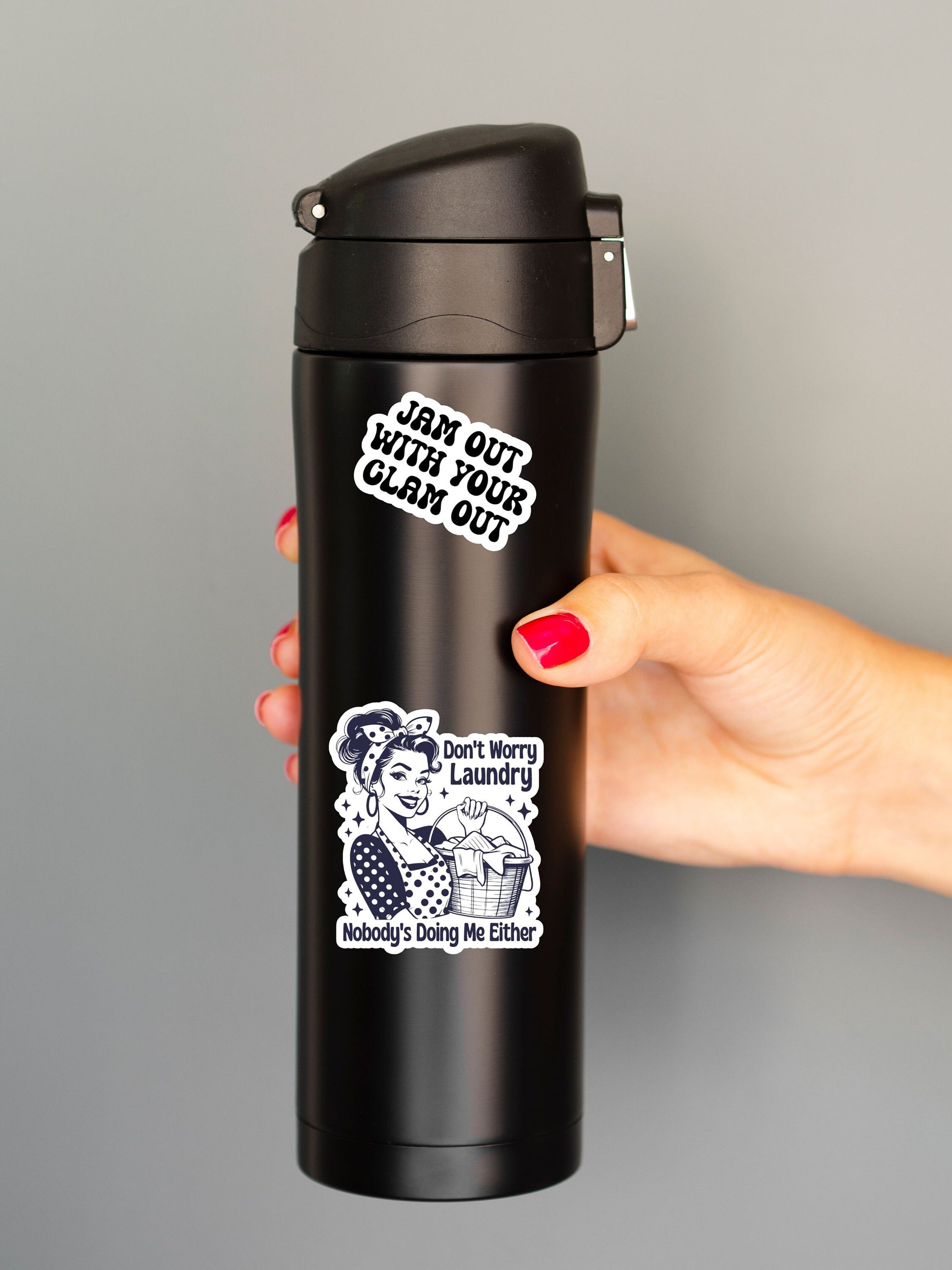 retro lady laundry Funny Stickers, Sarcasm Stickers, Sarcastic Stickers, laptop, Funny Decals, Kindle Stickers, Hydroflask Stickers