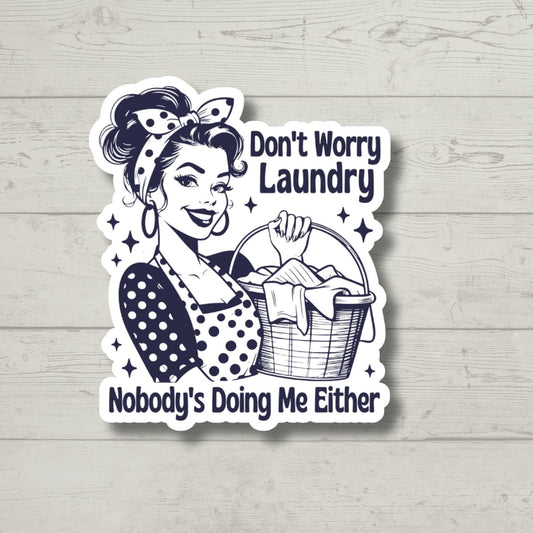 retro lady laundry Funny Stickers, Sarcasm Stickers, Sarcastic Stickers, laptop, Funny Decals, Kindle Stickers, Hydroflask Stickers