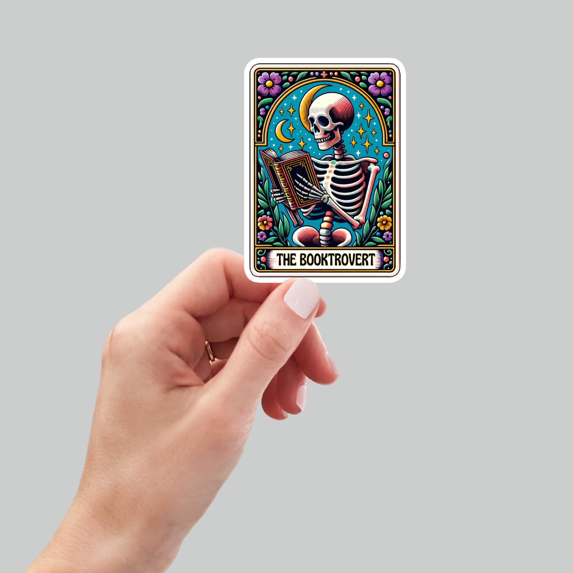 booktrovert skeleton tarot, book laptop decals, water bottle stickers, funny stickers, book stickers, planner stickers, kindle stickers