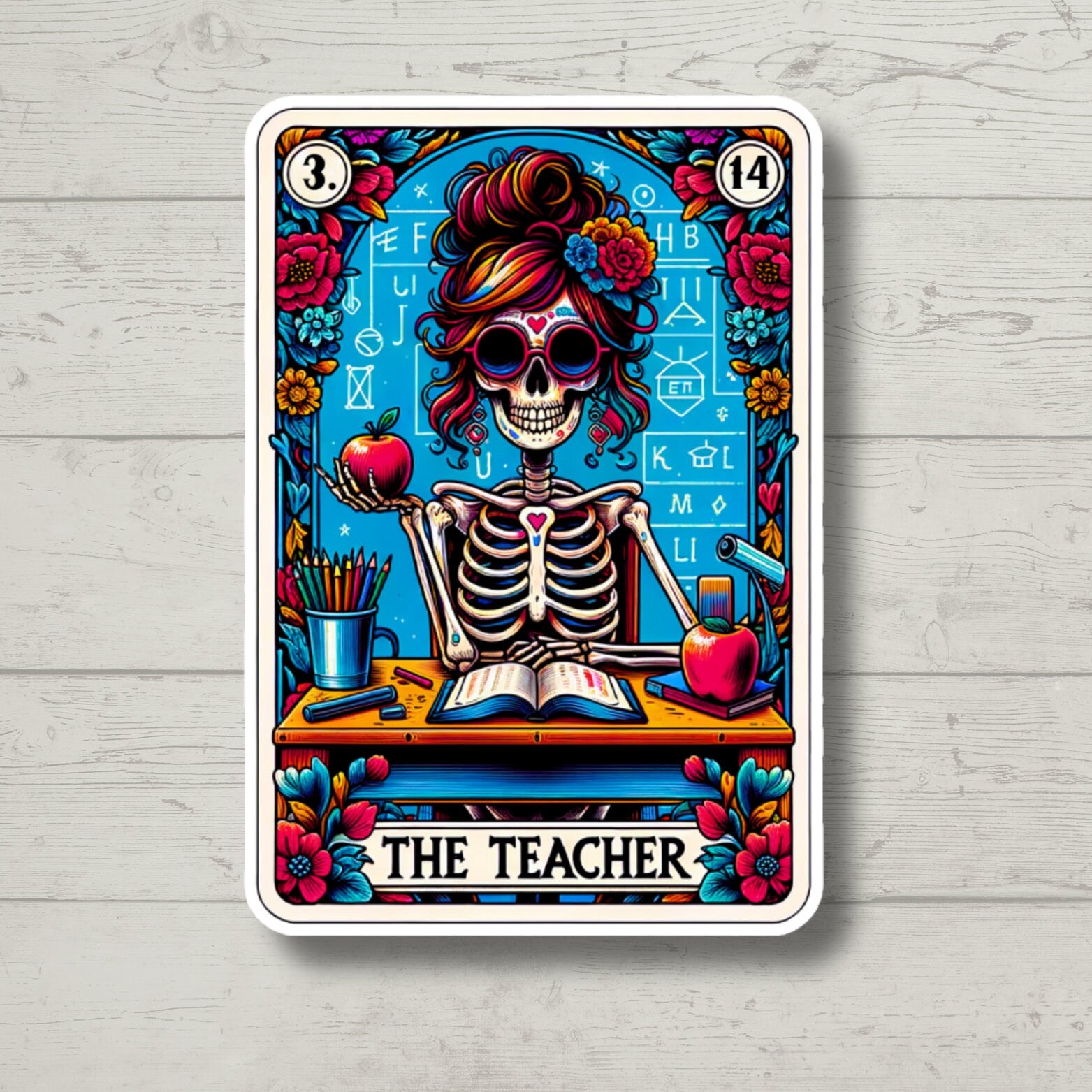 teacher tarot sticker, teaching sticker, laptop stickers, funny sticker, best friend gift, funny gift, teacher graduation gift