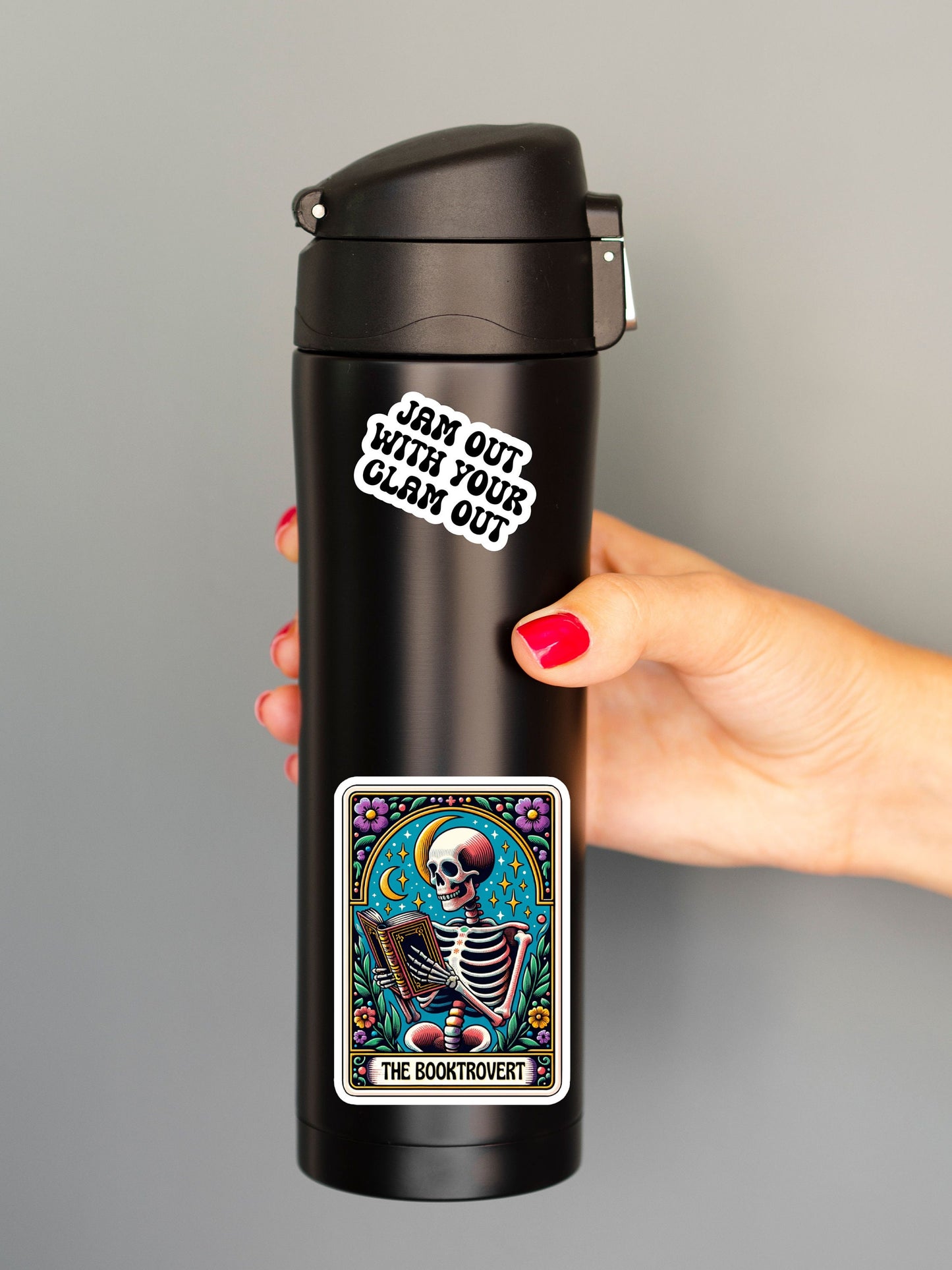 booktrovert skeleton tarot, book laptop decals, water bottle stickers, funny stickers, book stickers, planner stickers, kindle stickers
