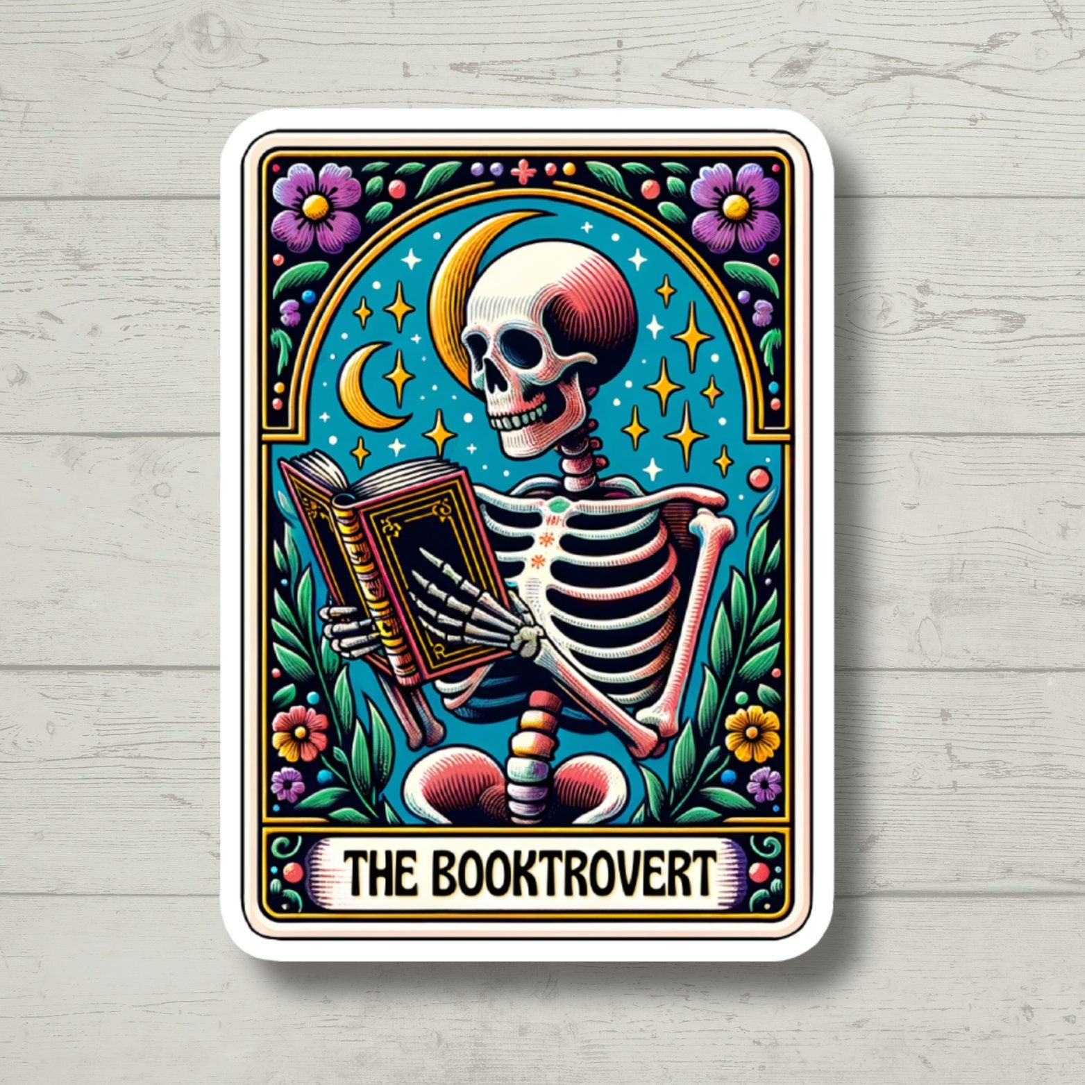 booktrovert skeleton tarot, book laptop decals, water bottle stickers, funny stickers, book stickers, planner stickers, kindle stickers