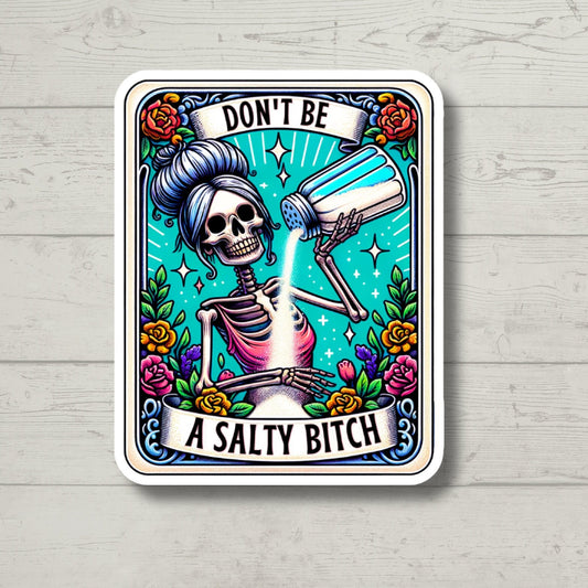salty b*tch skeleton tarot, book laptop decals, water bottle stickers, funny stickers, book stickers, planner stickers, kindle stickers