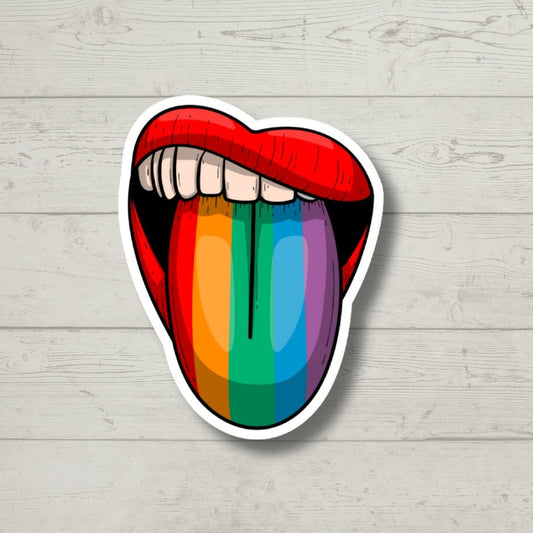 rainbow tongue sticker, pride sticker, rainbow sticker, water bottle sticker, laptop sticker, love is love, pride stickers, pride month