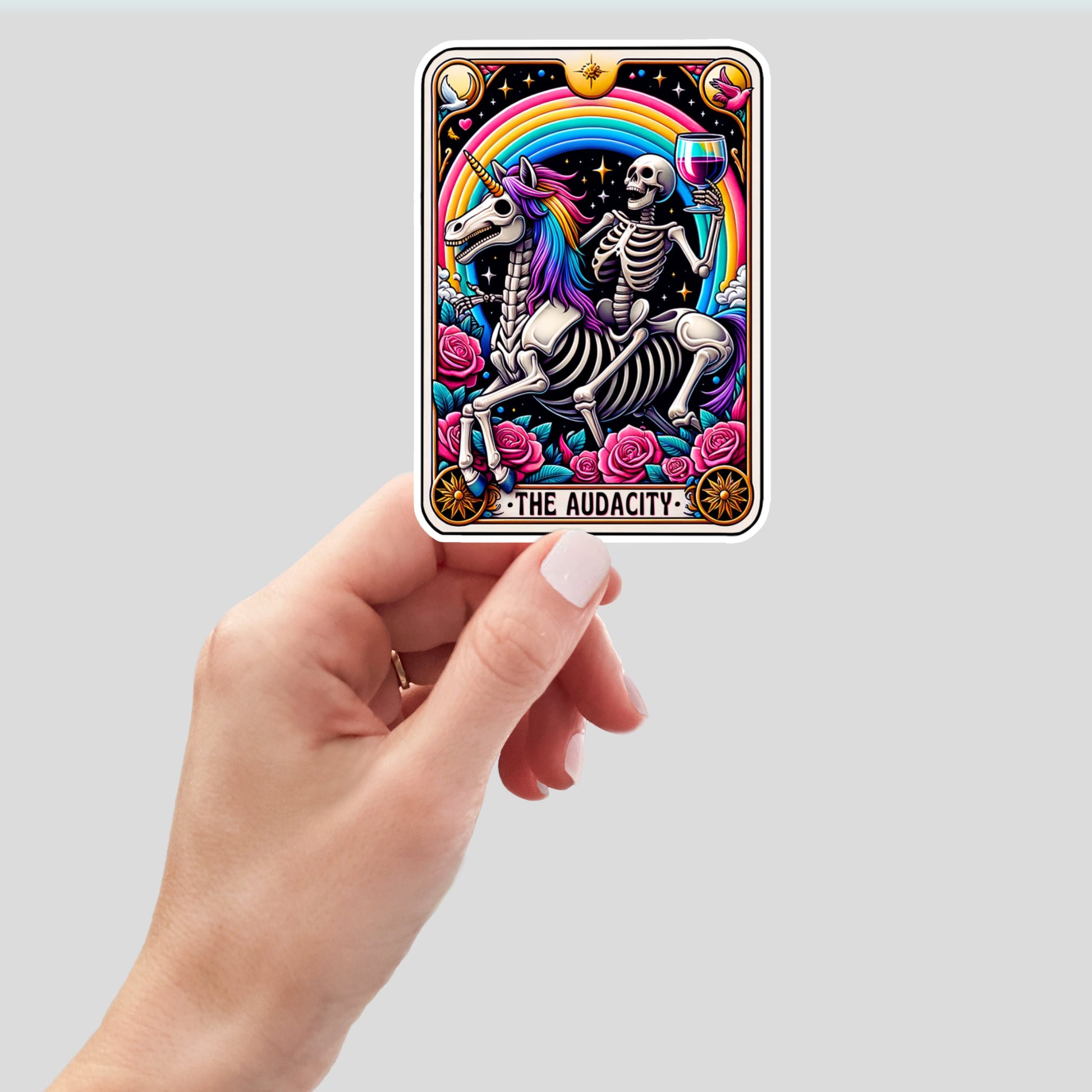 the audacity tarot card, funny stickers, water bottle stickers, laptop stickers, sarcastic stickers, kindle stickers, snarky