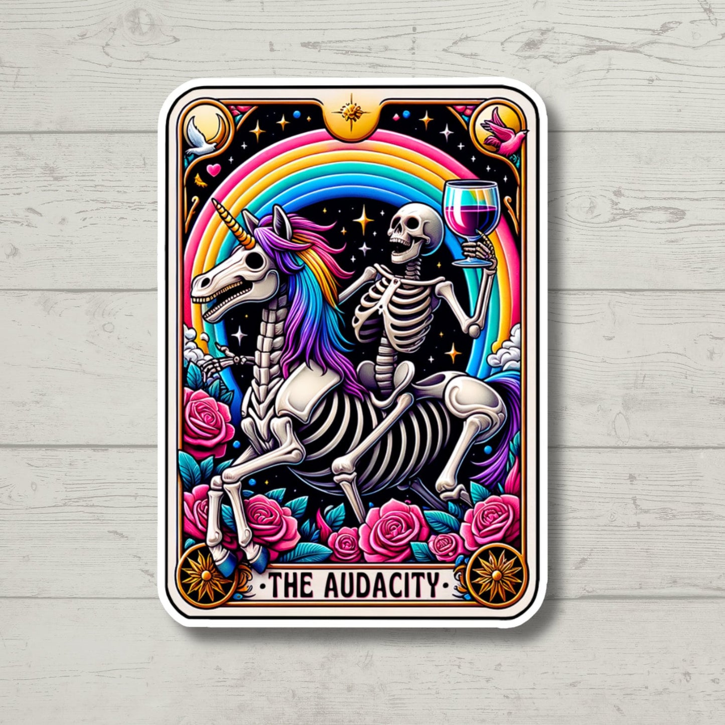 the audacity tarot card, funny stickers, water bottle stickers, laptop stickers, sarcastic stickers, kindle stickers, snarky