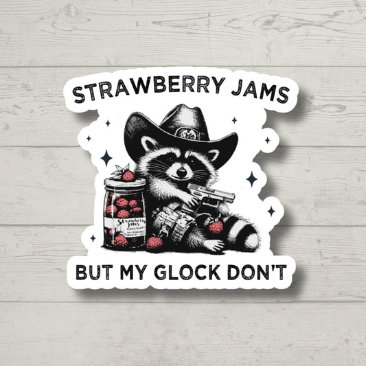 Strawberry Jams Raccoon, Funny Stickers, Sarcasm Stickers, Sarcastic Stickers, Funny Laptop Sticker, Funny Decals, Water Bottle Stickers