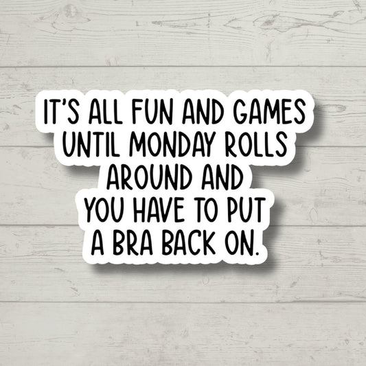 bra back on funny sticker, laptop stickers, funny stickers, best friend gift, sarcastic sticker, funny gift, snarky, water bottle stickers