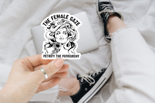 the female gaze, patriarchy, pro choice, feminist sticker, water bottle sticker, laptop sticker, women's rights