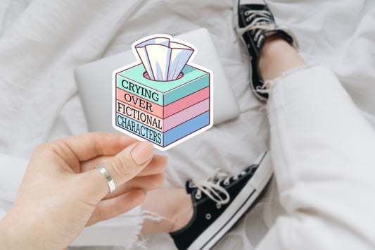 crying over fictional characters, Smut Sticker, Bookish sticker, Tablet sticker, Laptop Sticker, e-reader stickers, water bottle sticker