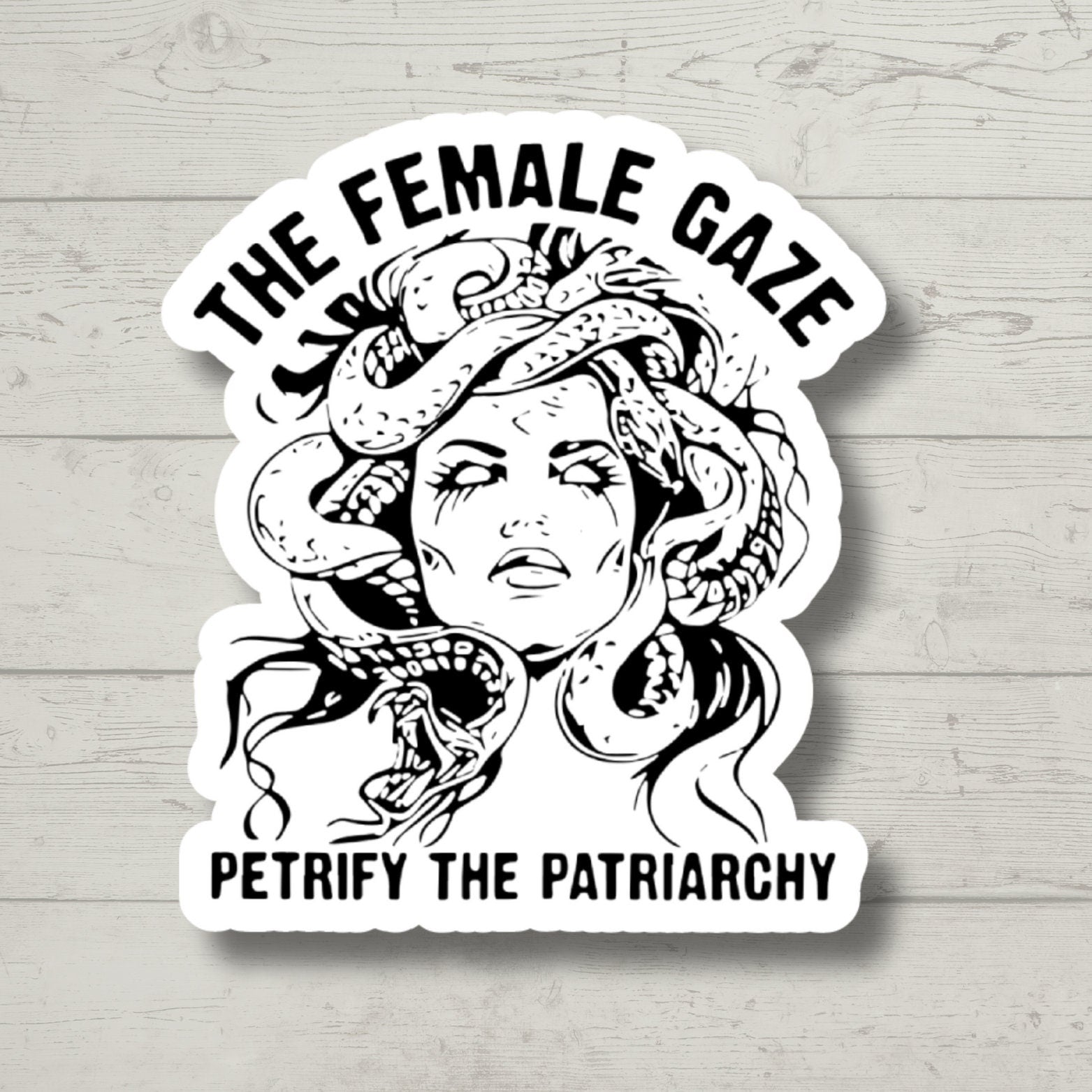 the female gaze, patriarchy, pro choice, feminist sticker, water bottle sticker, laptop sticker, women's rights