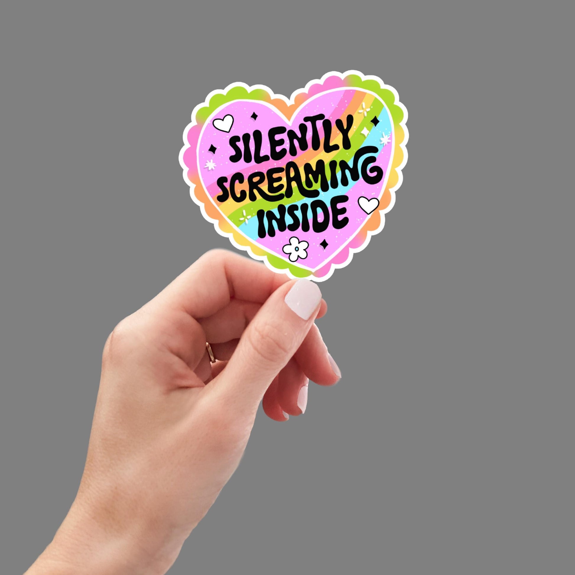 Silently Screaming Inside, Fu, Sticker for Laptop, water bottle sticker, kindle stickers, sarcastic sticker, funny stickers