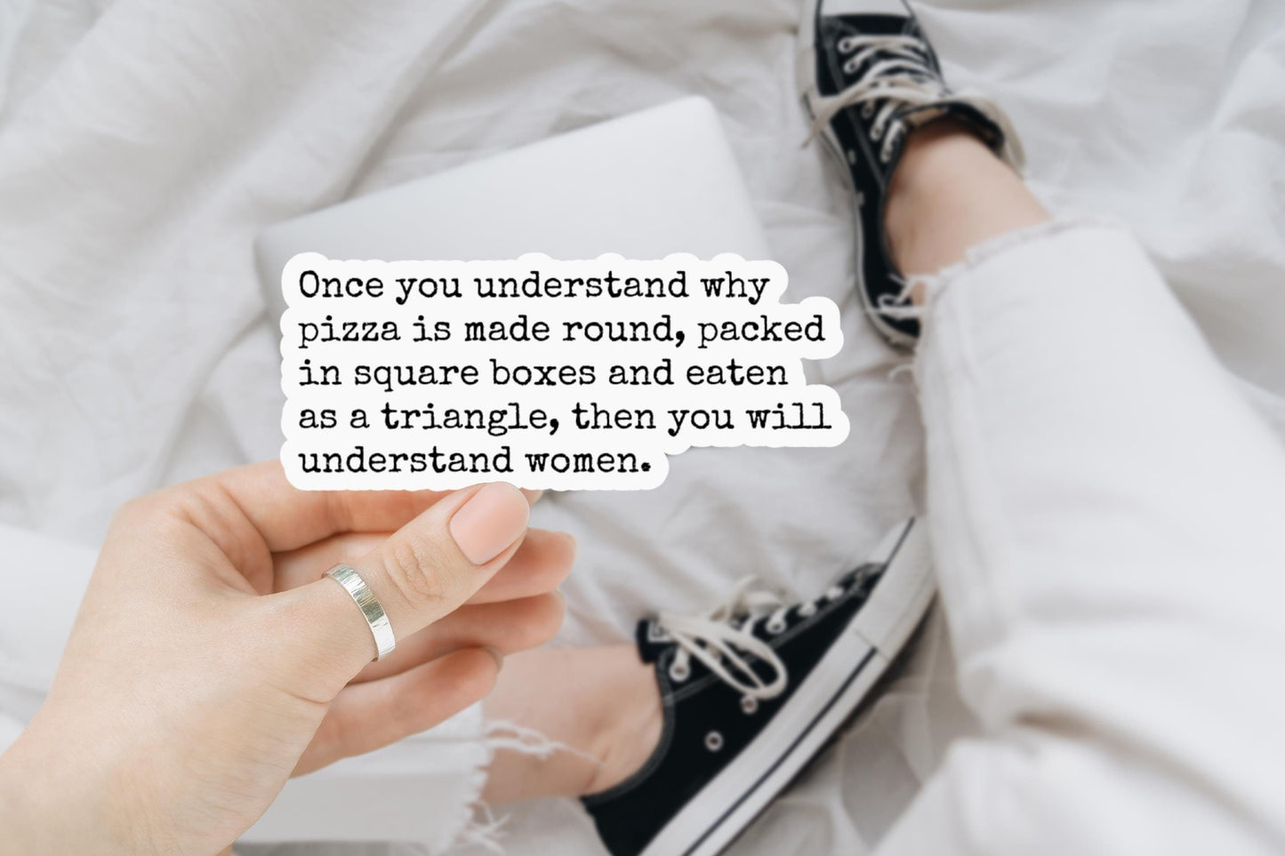 Understand Women and Pizza, Funny Stickers, Sarcasm Stickers, Sarcastic Stickers, Funny Laptop Sticker, Funny Quotes