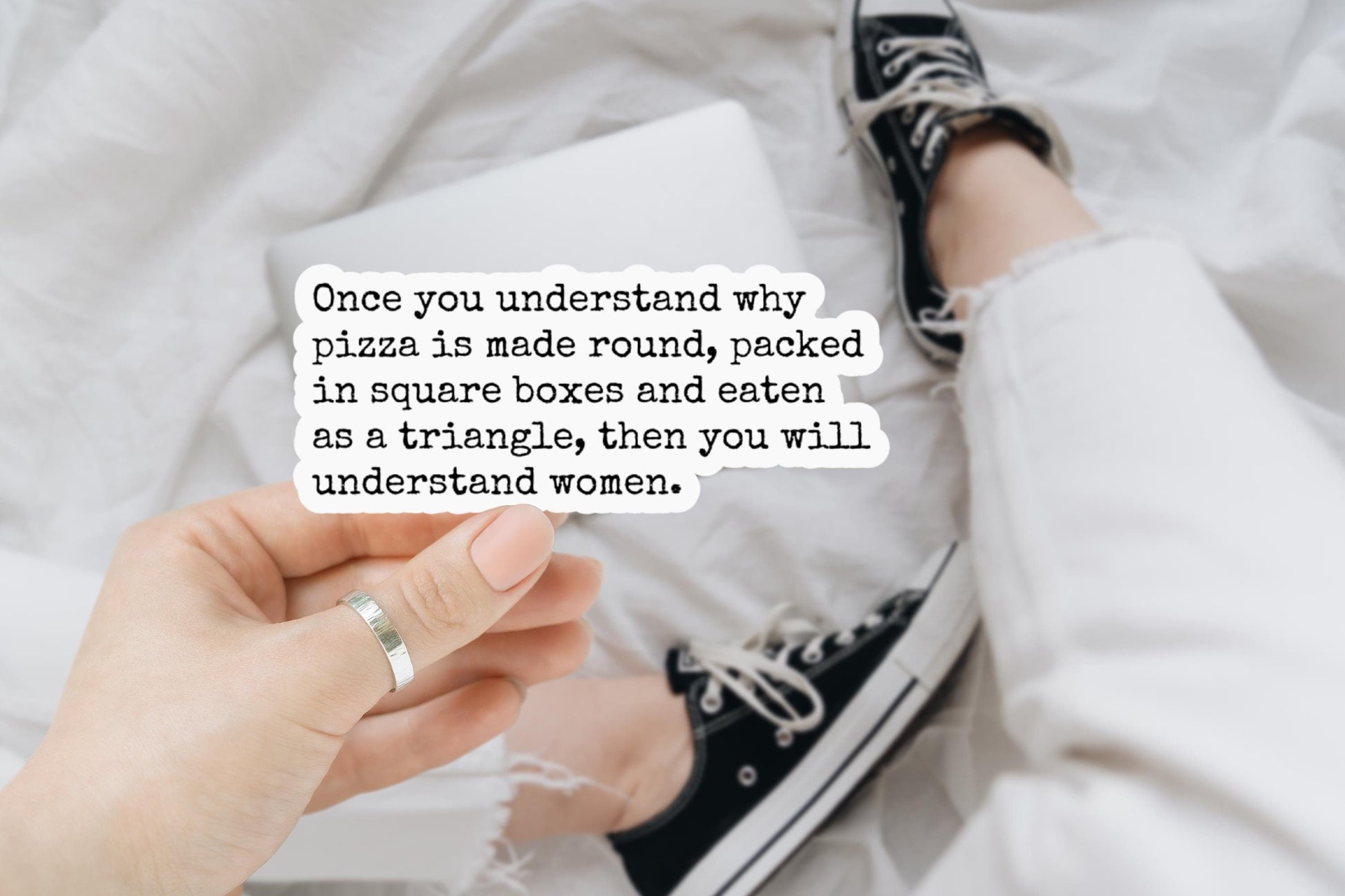 Understand Women and Pizza, Funny Stickers, Sarcasm Stickers, Sarcastic Stickers, Funny Laptop Sticker, Funny Quotes