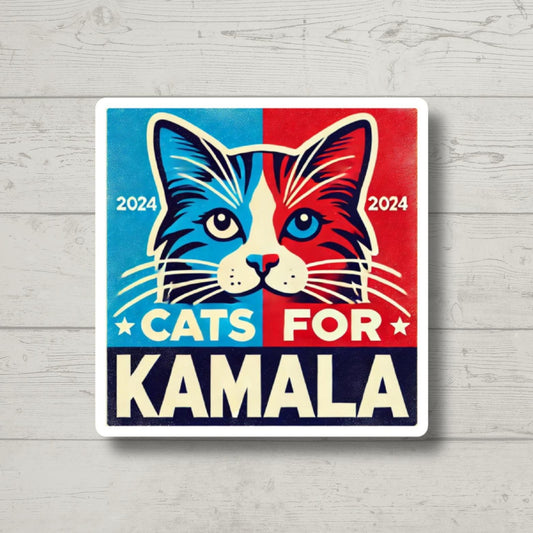 Cats for Kamala, Bumper Stickers, Kamala Harris, Funny Stickers, Sarcasm Stickers, Sarcastic Stickers, Funny Laptop Sticker