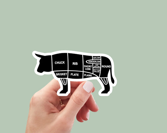 beef cuts sticker, laptop stickers, water bottle stickers, pig stickers, farm stickers, funny stickers, sarcastic, bbq