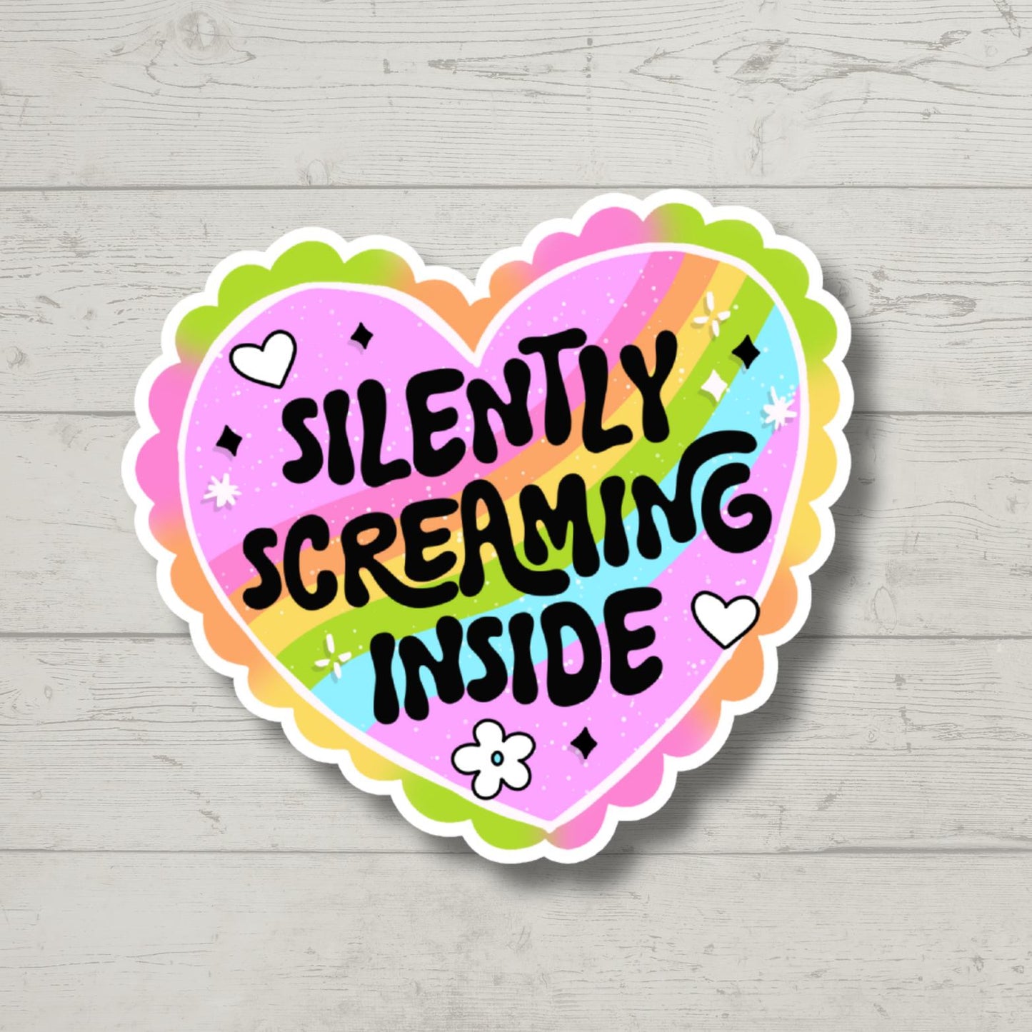 Silently Screaming Inside, Fu, Sticker for Laptop, water bottle sticker, kindle stickers, sarcastic sticker, funny stickers