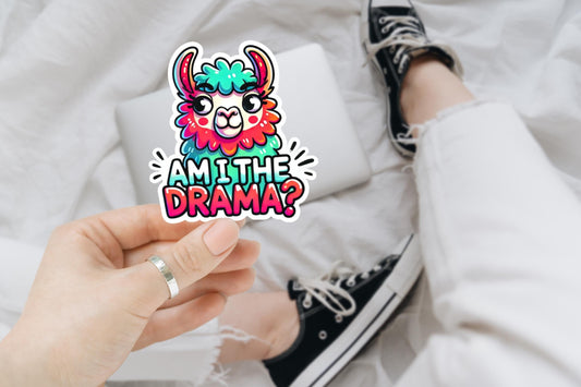 Am I the Drama, Funny Llama, Sticker for Laptop, water bottle sticker, kindle stickers, sarcastic sticker, funny stickers