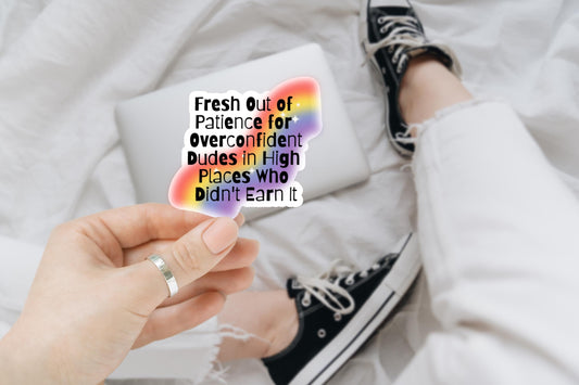 Out of Patience, feminist sticker, women's rights, waterproof vinyl sticker, laptop sticker