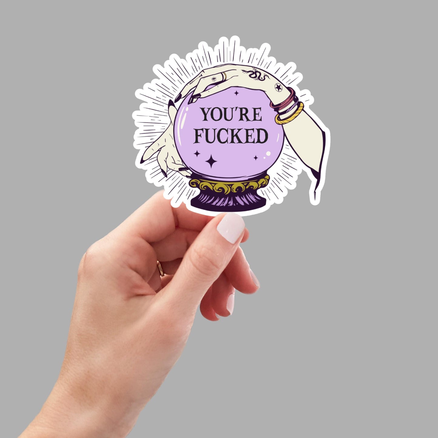 You're F*cked Crystal Ball, funny stickers, water bottle stickers, laptop stickers, sarcastic stickers, kindle stickers