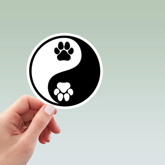 yin yang paws waterproof vinyl sticker, funny stickers, laptop stickers, water bottle stickers, Kindle stickers, decals