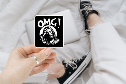 OMG Jesus Vinyl Sticker | Funny Waterproof Sticker for Laptop, Sarcastic Snarky Gift for Best Friend | Humorous Vinyl Decal