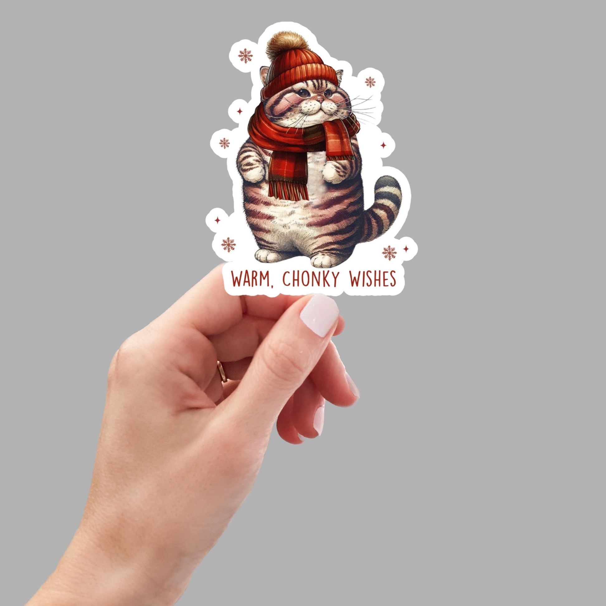 Warm Chonky Wishes Cat Sticker | Funny Sarcastic Sticker for Laptop, Kindle, Water Bottle | Humor Decal, Sarcasm Gift