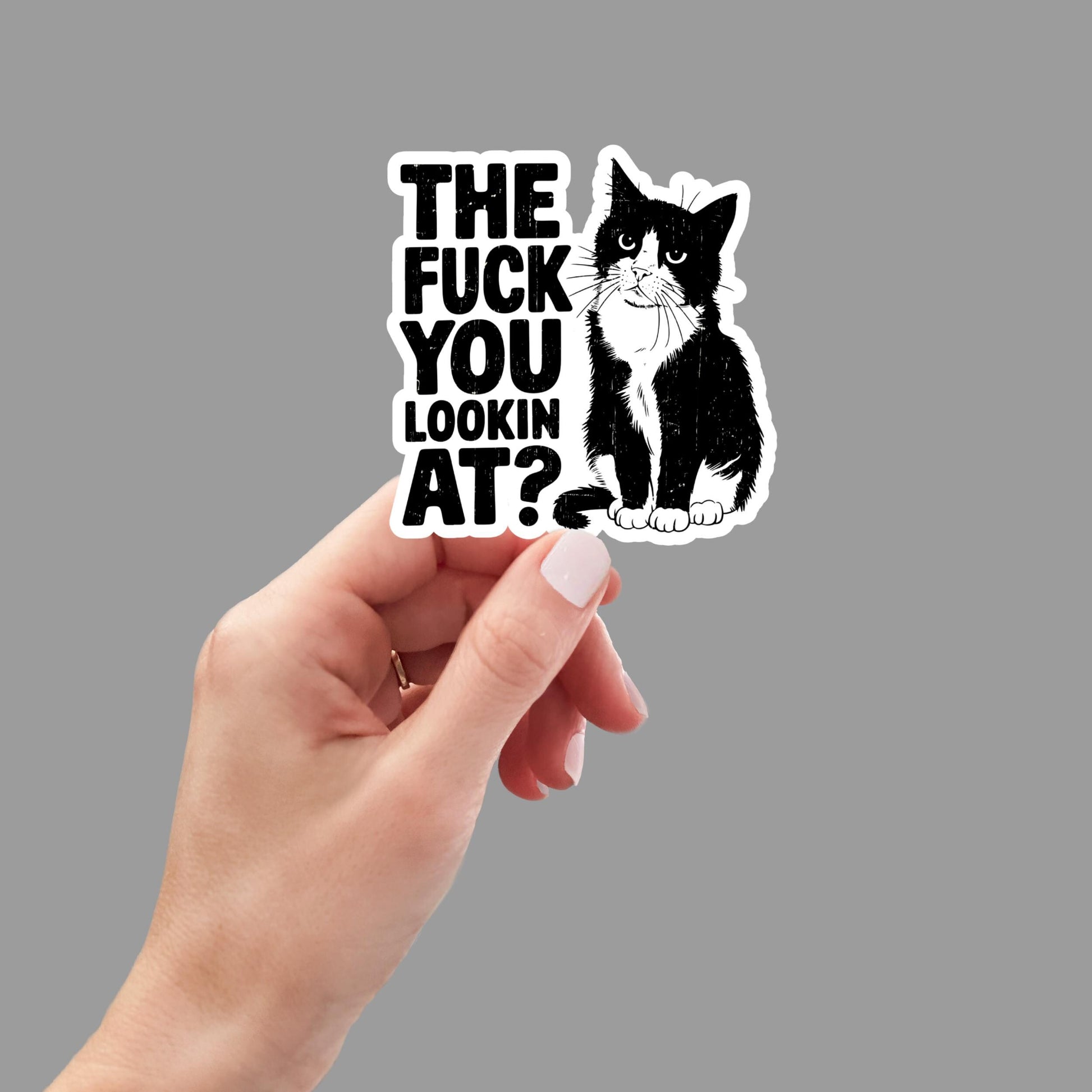 The F*ck You Lookin At Sticker, Funny Cat, Sticker for Laptop, water bottle sticker, kindle stickers, sarcastic sticker, funny stickers