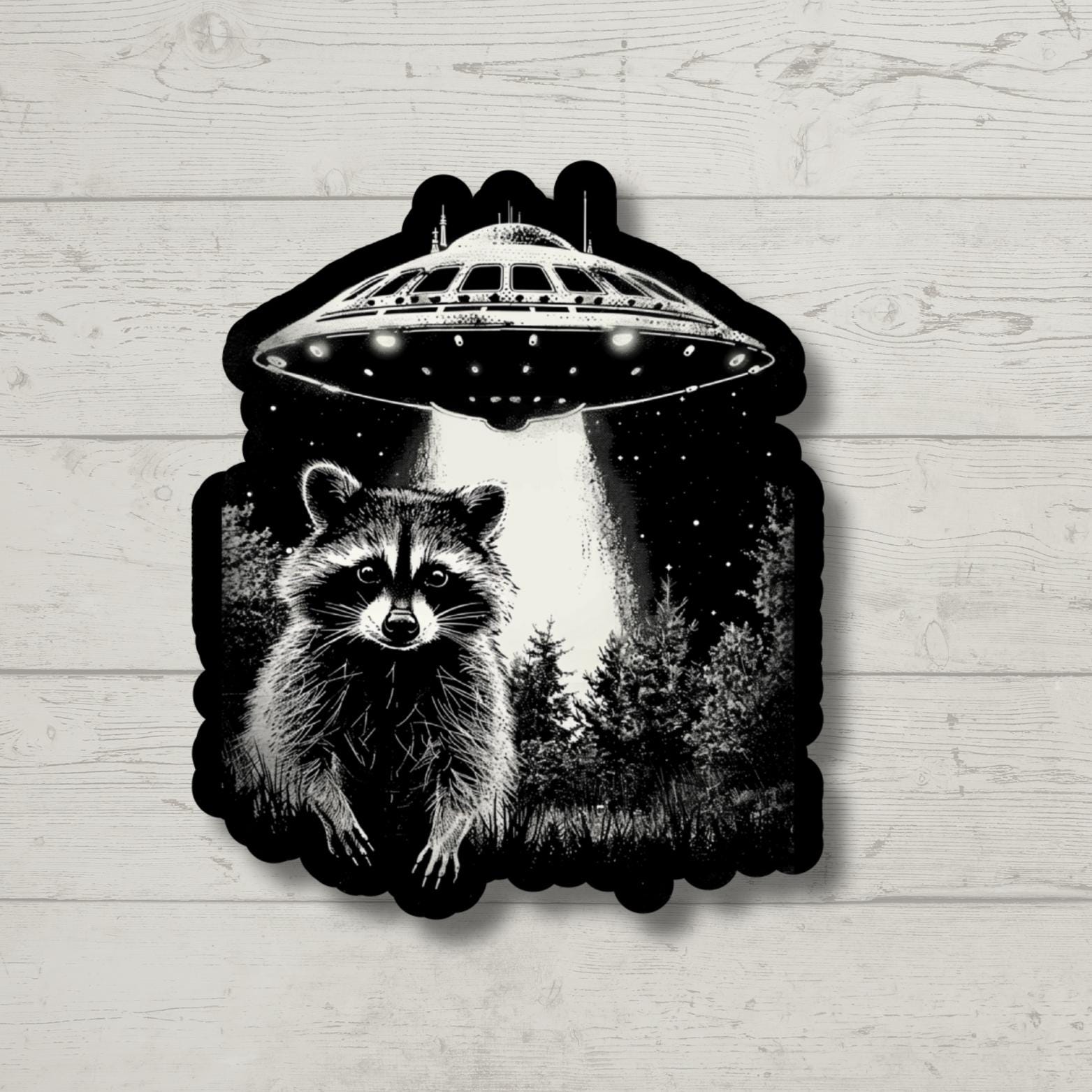 Raccoon Spaceship, Funny Raccoon, Sticker for Laptop, water bottle sticker, kindle stickers, sarcastic sticker, funny stickers