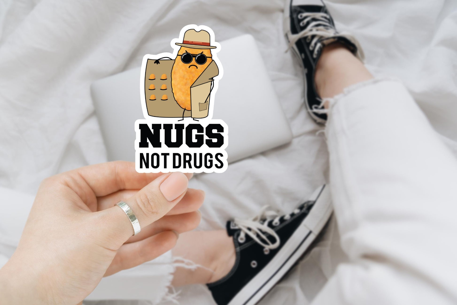 Nugs Not Drugs Funny Sticker | Waterproof Vinyl Decal for Laptop, Water Bottle, Tumbler | Humor Gift