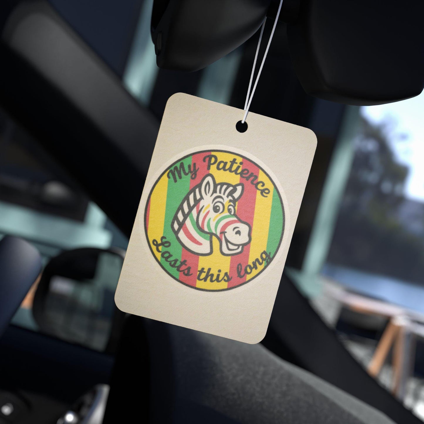 Car Air Freshener, Retro Zebra Gum, My Patience Lasts This Long, Zebra Print, Gift for Nostalgic Candy Fans, Novelty Item