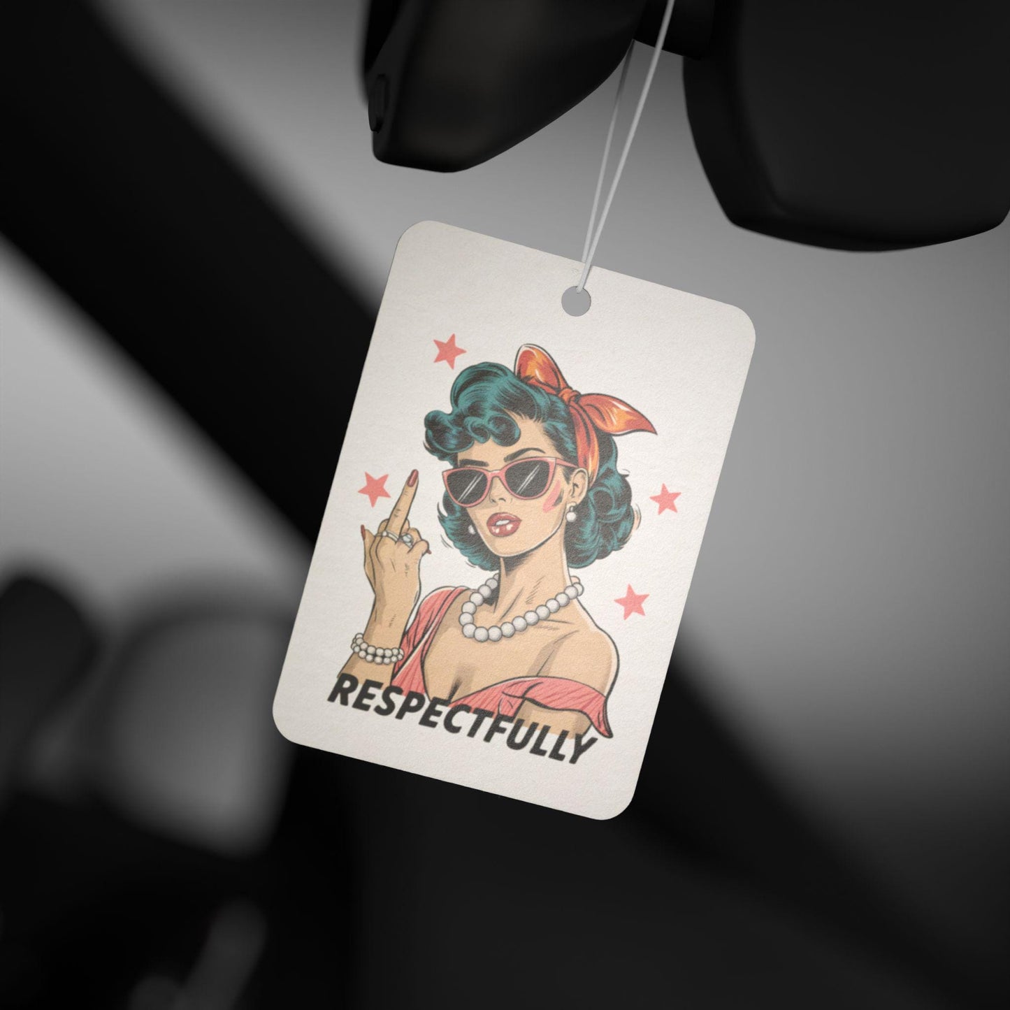 Retro Respectfully Car Air Freshener, Vintage Car Perfume Tag, Cute Auto Decoration, Gift for Her, Sassy Car Decor