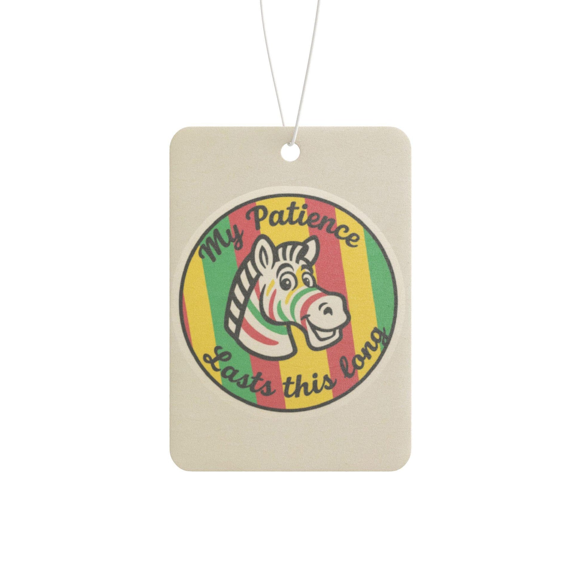 Car Air Freshener, Retro Zebra Gum, My Patience Lasts This Long, Zebra Print, Gift for Nostalgic Candy Fans, Novelty Item