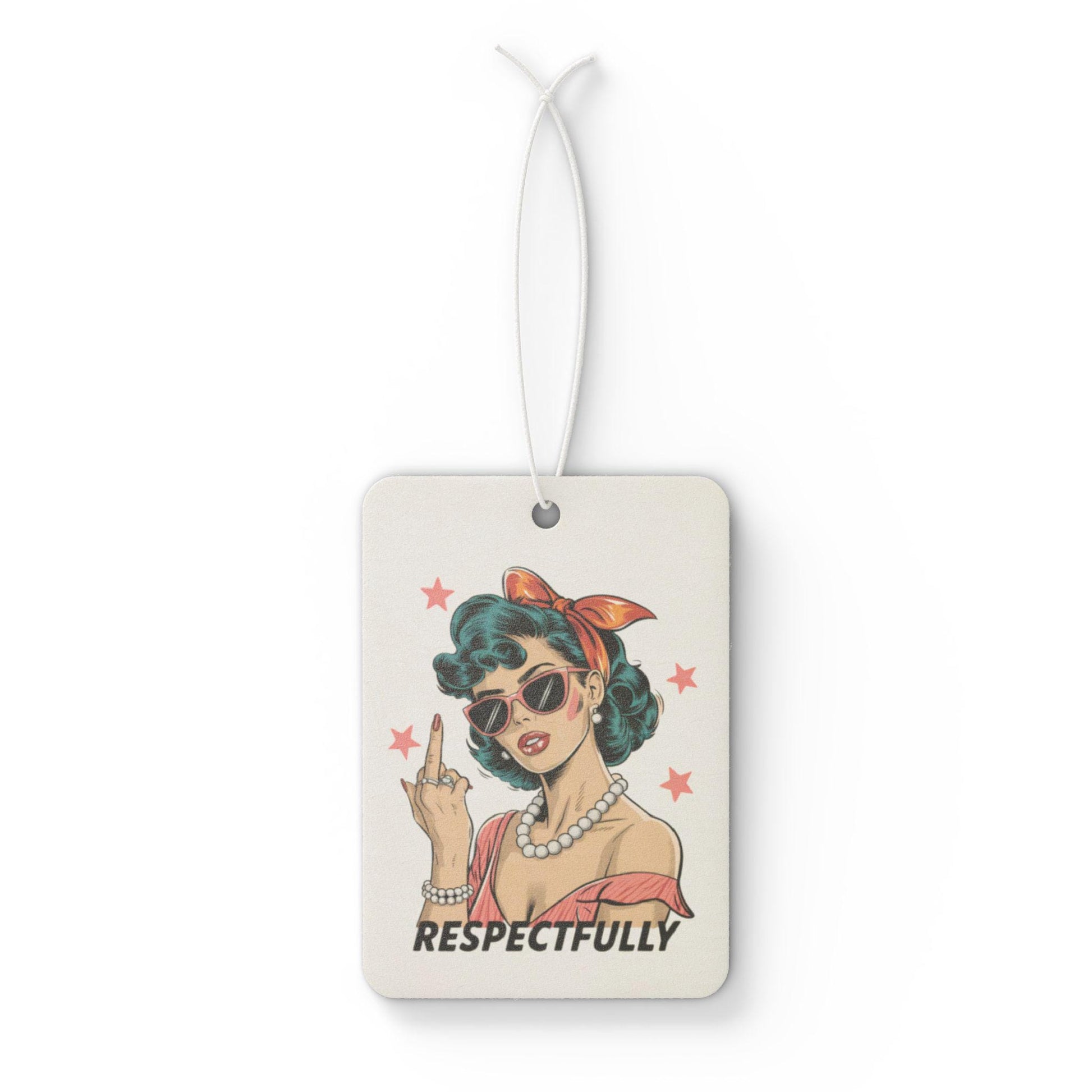 Retro Respectfully Car Air Freshener, Vintage Car Perfume Tag, Cute Auto Decoration, Gift for Her, Sassy Car Decor