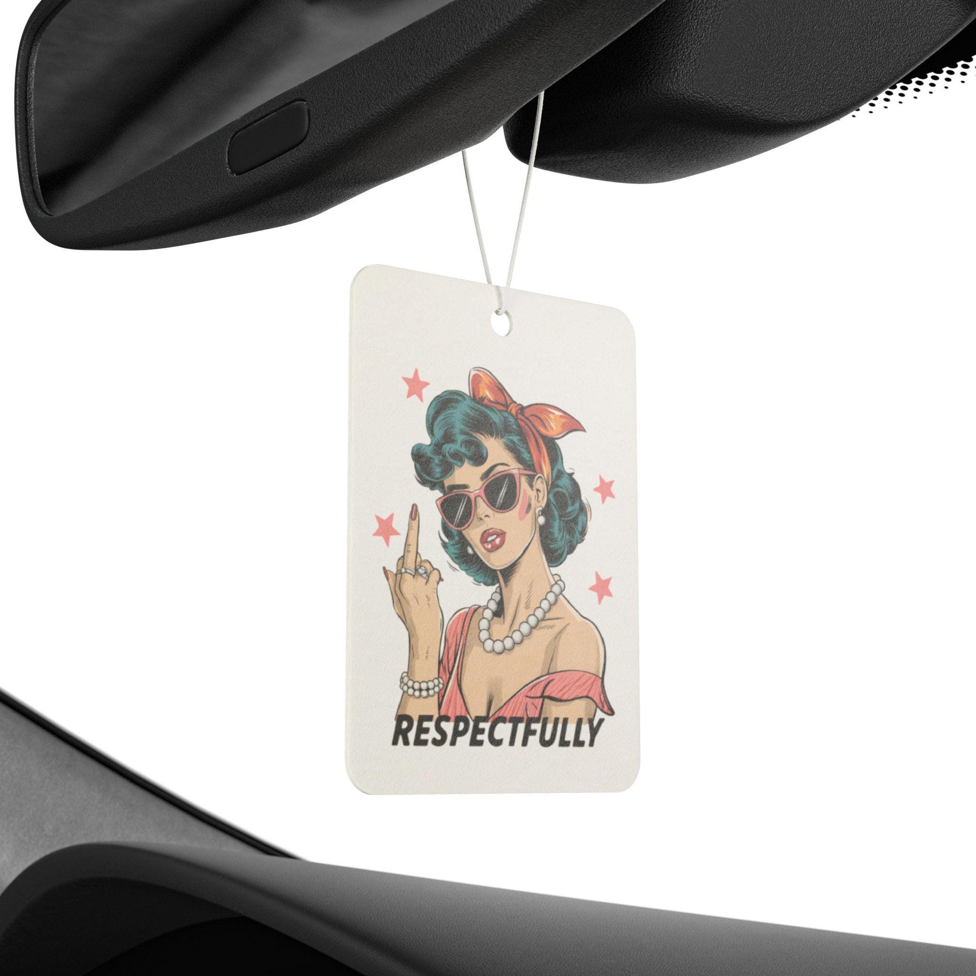 Retro Respectfully Car Air Freshener, Vintage Car Perfume Tag, Cute Auto Decoration, Gift for Her, Sassy Car Decor